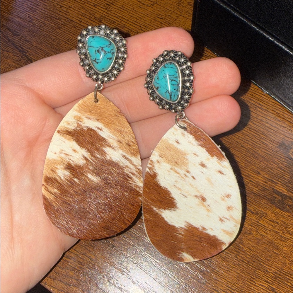 Faux cowhide earrings